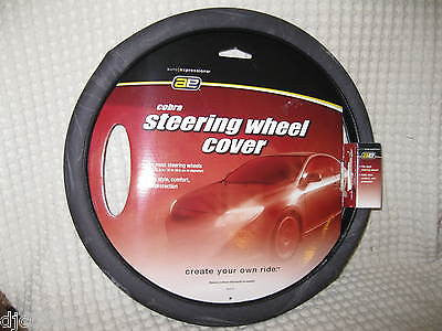 Black & Gray COBRA Fabric Steering Wheel Cover -Brand New!