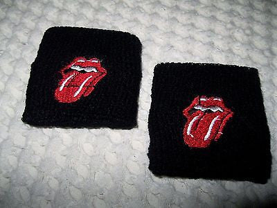 Rolling Stones Red Tongues Wristbands Sweatbands PAIR-Pair of Red Star Bands-New