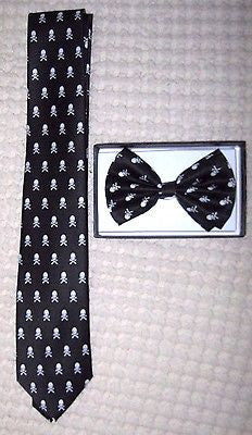 Unisex Multiple Skulls Adjustable Bow tie and Skulls Neck Tie Combo-New!version2