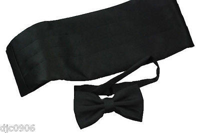 Men's Women's Solid SILVER GRAY Wedding Cummerbund & Bow Tie Set-Brand New!