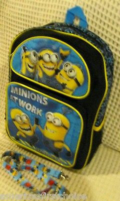 Despicable Me 2 MINION Minions At Work 16" Backpack +RANDOM Minions Lanyard-New!
