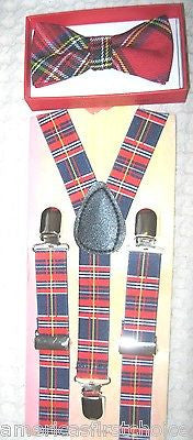 Kids Boys Girls Red Blue Plaid Gargoyle Adjustable Bow Tie-New in Gift Box!