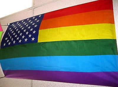 Gay Pride US Rainbow Flag 3x5 foot Gay Lesbian GLBT Pride USA Stars Stripes-New!