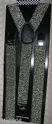 YELLOW GOLD BLACK Glittered Glitter Y-Style Back Suspenders-New in Package!