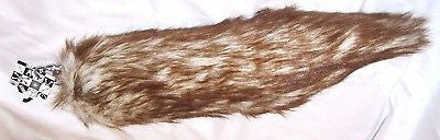 WHITE WITH BROWN STREAKS FUR FOX TAIL FOXTAIL KEYCHAIN 12" CLIP-BRAND NEW!