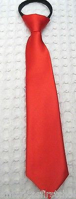 Teens Kids Bright Apple Red  11.5" Easy Zip-Up Pre-Tied Necktie Neck Tie-New!