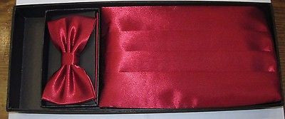 Men's Women's Solid DARK BLACK Wedding Cummerbund & Bow Tie Set-Brand New!V2