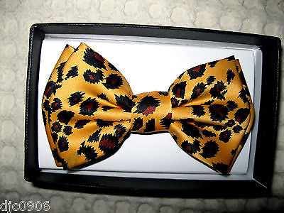 Thick Leopard Print Adjustable Bow tie&Leopard Adjustable Suspenders Combo-Newe!