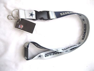 Cowboys Shiny Silver Licensed NFL Keychain/ID Holder Detachable Lanyard-New!