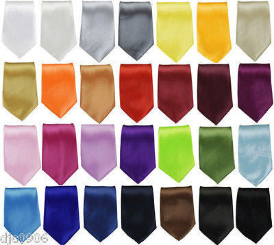 Unisex Solid Gray Silver Silk Feel Polyester Neck tie 56" L x 3" W-Gray Tie-New