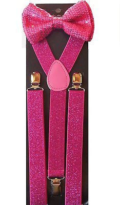 Men's Bow Tie And Suspender Combo Set – 6 Pink Shades To Choose – Wedding Prom Formal