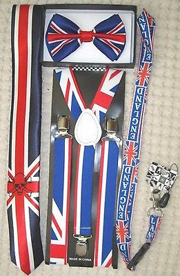 UK British Flag Y-Back Suspenders,UK Lanyard,UK Neck Tie & UK British Bow Tie-15