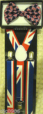 Small British England Adjustable Bow Tie & British Flag Adjustable Suspenders