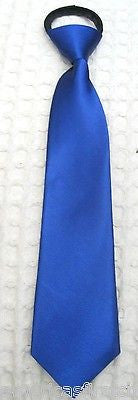 Teens Kids Boys Solid White 11.5" Easy Zip-Up Pre-Tied Necktie Neck Tie-New!