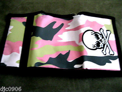 PINK BEIGE TAN CAMO SKULL CROSSBONES Wallet Unisex Men's 4.5" x 3" W-New!