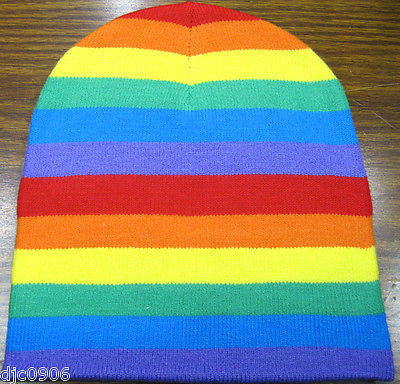 Rainbow Stripes Stripped Beanie Ski Hat Cap with Matching Gloves! New with Tags!