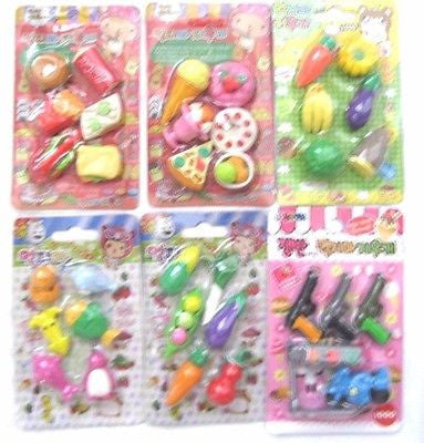 Iwako/Popcorn Fancy Tooth Brush,Paste,Desserts,Sushi Erasers 24 Pcs-New v3