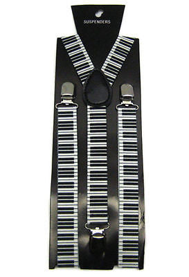 Unisex Black White Piano Keyboard Adjustable Y-Style Back suspenders-New in Pkg