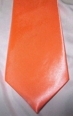 Unisex Neon Bright Coral Orange Silk Feel Polyester Neck tie 56" L x 3" W-New!