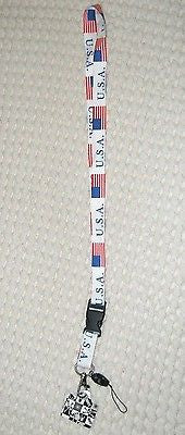 God Bless the U.S.A 15" lanyard-US American Flag Lanayrd ID Holder-Brand New!