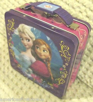 Disney Frozen Anna and Elsa Designer Tin Bucket Handle Purse Carrying Case-New!