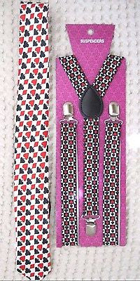 Poker Player Cards Neck Tie and Poker 1" Y-Back Adjustable Suspenders Combo-NewQ