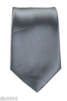 Unisex Solid Light Gray Silk Feel Polyester Neck tie 56" L x 3" W-Gray Tie-New