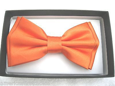 ORANGE WITH BLACK TIPS TUXEDO BOW TIE+ ORANGE ADJUSTABLE SUSPENDERS COMBO SET