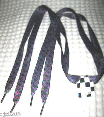 Premium Flat Black Purple Brass Knuckles Rockabilly Punk Shoe laces-New w/Tags!