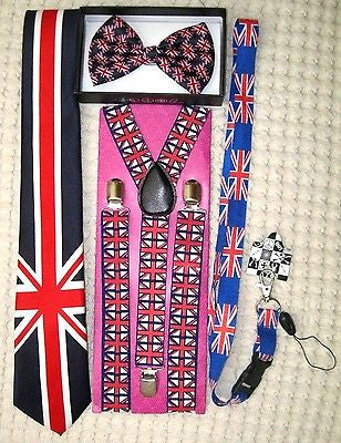 UK British Flag Y-Back Suspenders,UK Lanyard,UK Neck Tie & UK British Bow Tie-30