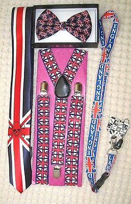 UK British Flag Y-Back Suspenders,UK Lanyard,UK Neck Tie & UK British Bow Tie-16