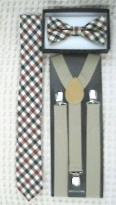 Tan Beige Brown Leopard Cheetah Animal Print Adjustable Bow tie & Necktie Combo