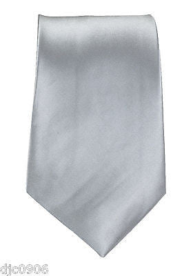 Unisex Solid White Silk Feel Polyester Neck tie 56" L x 3" W-White Tie-New