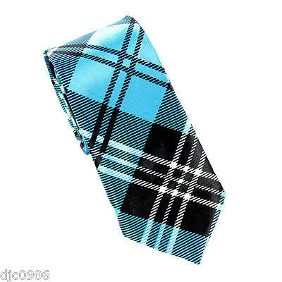 Unisex  White and Black Checkered Checkers Diamonds Neck Tie 56" L x 2" W-New