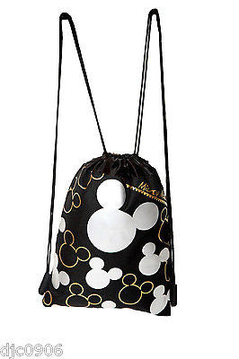 MICKEY MOUSE SILVER&GOLD SHAPES DRAWSTRING BAG BACKPACKS TRAVEL STRING POUCHES