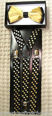 MULTI-COLOR PAINT SPLATTER TUXEDO BOW TIE+ MATCHING ADJUSTABLE SUSPENDERS COMBO