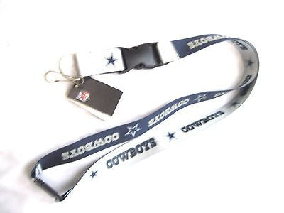 Cowboys 2-Tone Blue+Silver Licensed NFL Keychain/ID Holder Detachable Lanyard-v2