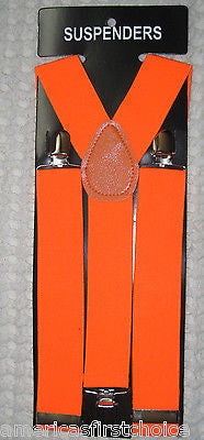 BRIGHT ORANGE ADJUSTABLE BOW TIE+BRIGHT ORANGE  ADJUSTABLE WIDE SUSPENDERS COMBO