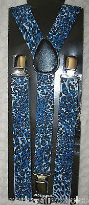 Purple Leopard Cheetah Print Bow tie & Purple Y-Back Adjustable Suspenders Combo