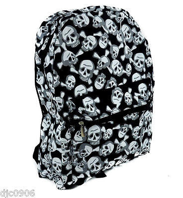 16" Goth Punk Skulls & Crossbones Large 16" Backpack with compartments-New w/Tags!!