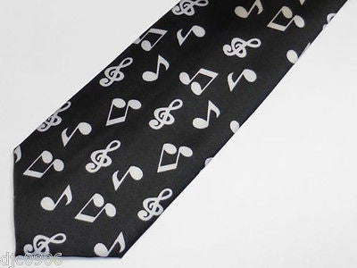 Unisex Musical Notes Piano Keys Necktie 56" L x 2" W-Music Note Neck Tie-New