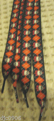 Premium Flat Black & Red Diamonds Skulls Bow ties Rockabilly Punk Shoe laces-New