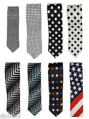 Unisex Black with White Skulls Neck tie 56" L x 2" W-Skulls Neck wear Tie-New!