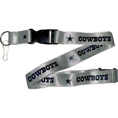 Cowboys Shiny Silver Licensed NFL Keychain/ID Holder Detachable Lanyard-New!