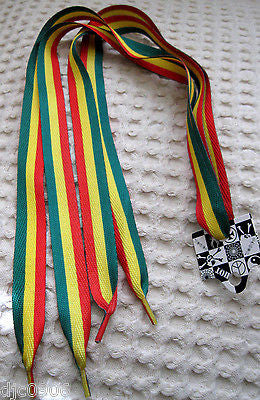 Premium Rasta Red Yellow Green Stripes Rockabilly Punk Shoe Laces Shoelaces-New!