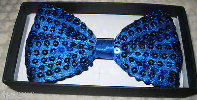 Blue Sequin Adjustable Bow Tie & Blue Sequin Adjustable Suspenders Set-New!
