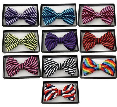 BLACK AND YELLOW SWIRLS STRIPED ADJUSTABLE  BOW TIE-NEW GIFT BOX!YELLOW BOW TIE