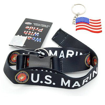 Official Licensed Products Military "US MARINES" Black Lanyard-Brand New!