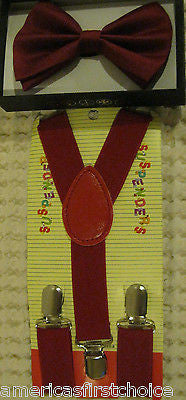 Kid's Boys Girls Green  Adjustable Bow Tie & Green Y-Back suspenders-New!