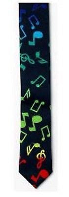 Multi Color Musical Symbols & Notes Unisex Men's Tie Necktie 56" Lx 2 " Wide-V2